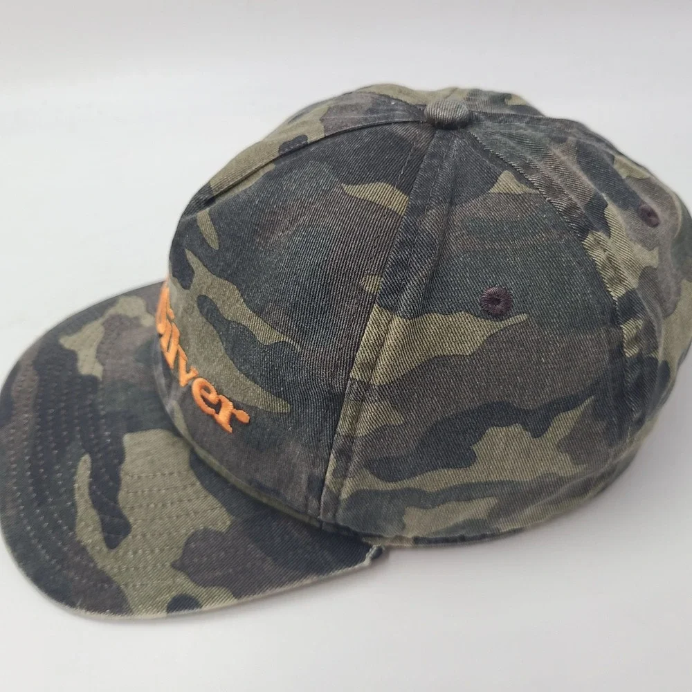 Quiksilver Hat Snapback Camo Green Brown Black Orange Logo Surf Skate Distressed